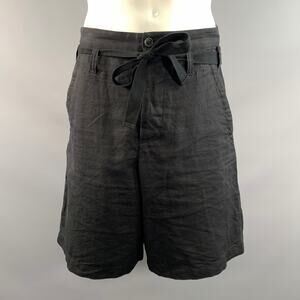 DRIES VAN NOTEN Size 34 Black Linen Button Fly Shorts